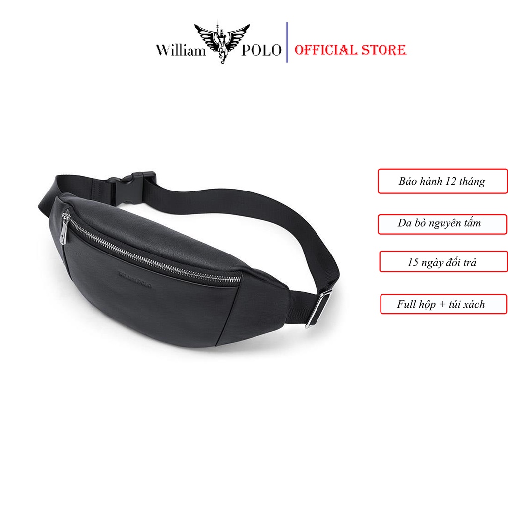 Túi bao tử đeo chéo, đeo bụng williampolo chất liệu da bò cao cấp -polo223207