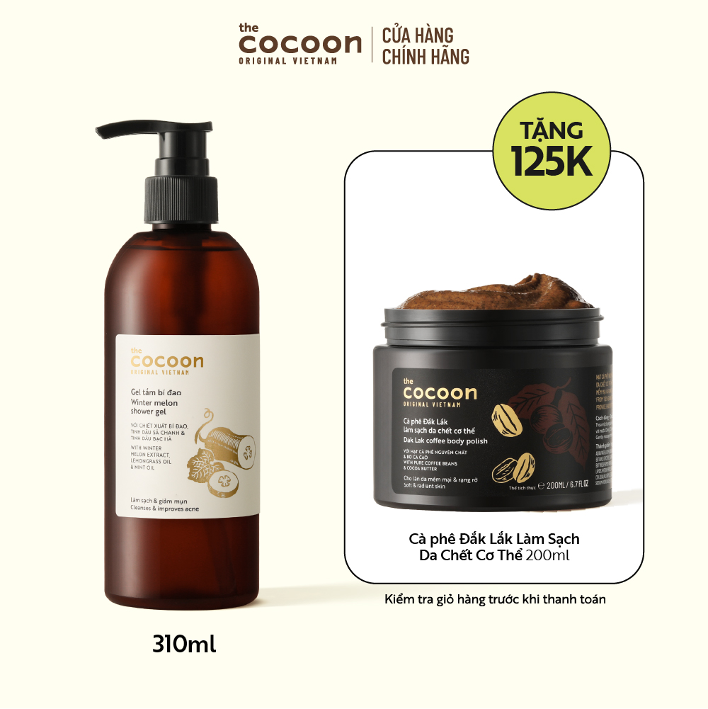 Gel tắm bí đao Cocoon giúp giảm mụn lưng 310ml