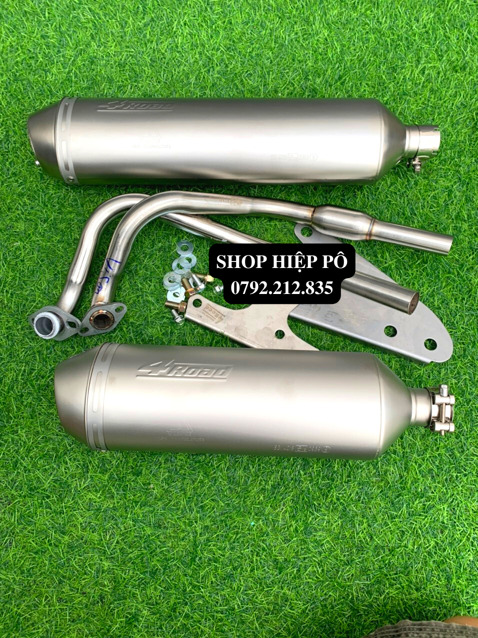 Pô 4 ROAD ngắn nhập khẩu gắn các dòng xe ga kèm cổ, bát, ốc hoặc không gắn như zin