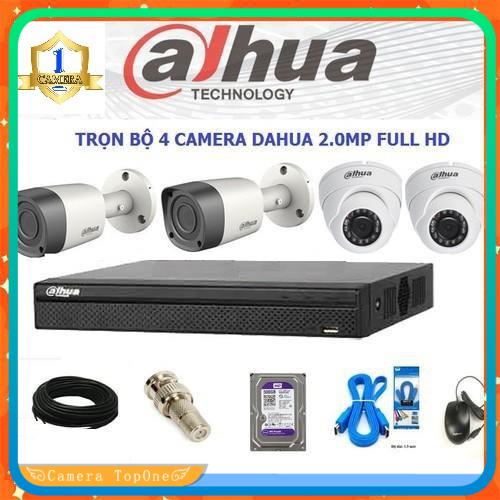 [HCM][NHÀ PHÂN PHỐI BH 2 NĂM FREESHIP 20K]Trọn bộ 4 camera dahua  full hd 1080p + ổ cứng hdd 500g - gồm ổ cứng hdd 500gb- 4 nguồn 12v- 2a - 8 bộ jack bnc & f5 - 1 dây hdmi- 40m cáp liền nguồn