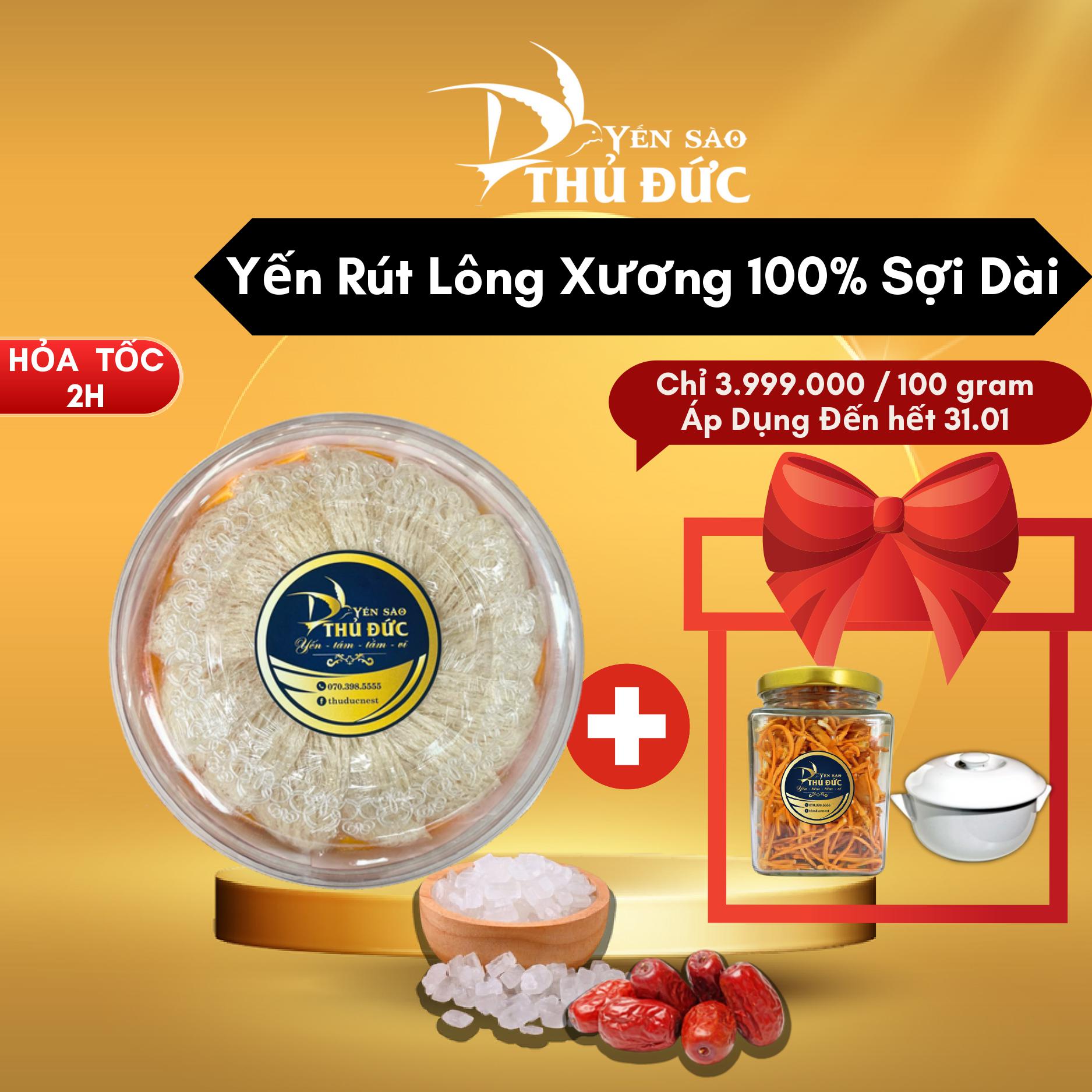 Tổ yến rút lông xương 100% sợi nguyên chất - yến sào thủ đức