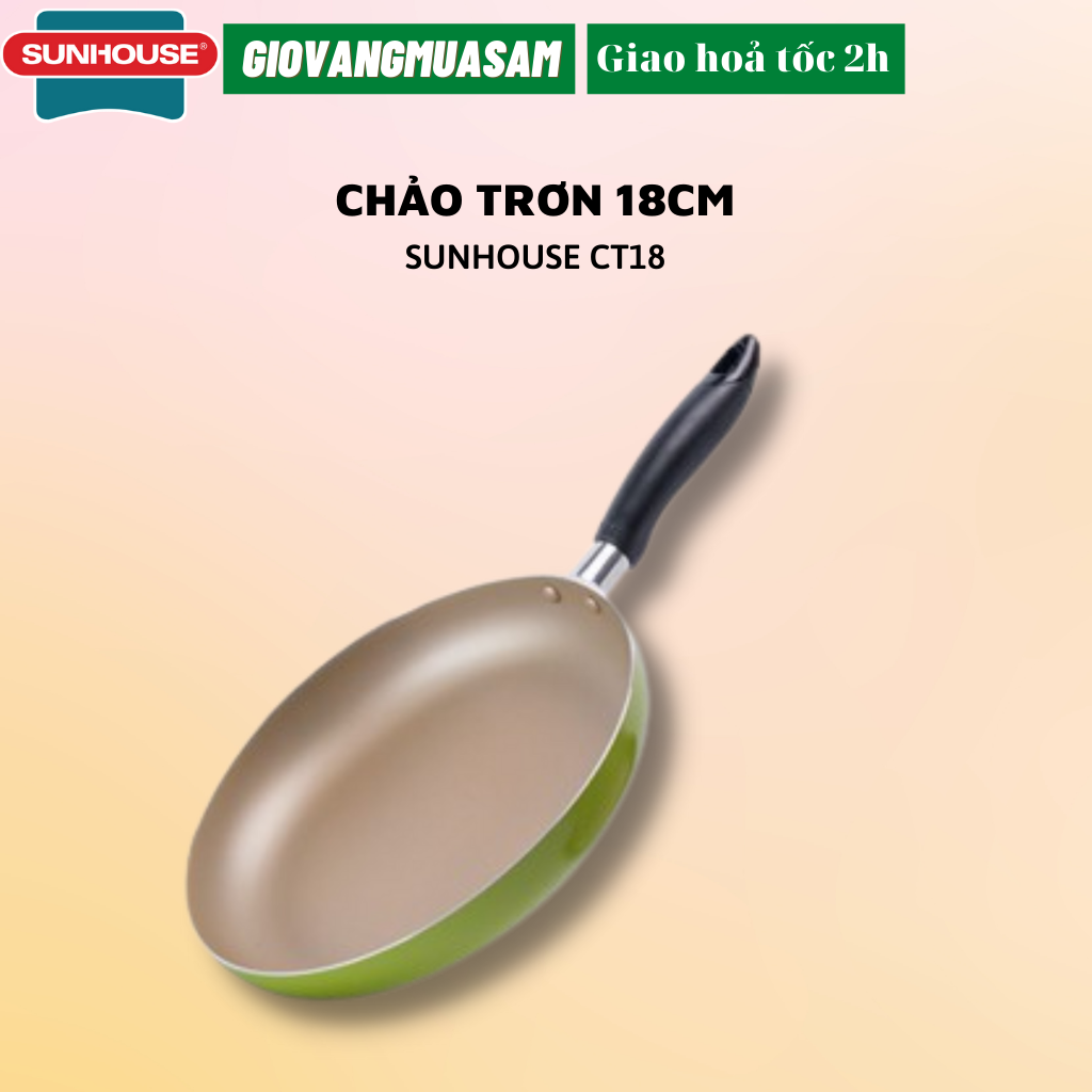 Chảo SUNHOUSE 3 lớp chống dính, trơn màu CT18C
