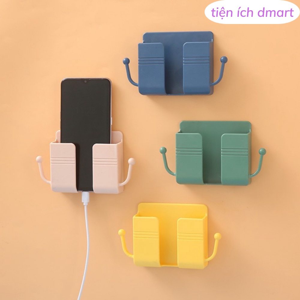 Kệ dán tường để điện thoại có tai để remote , giá đỡ điện thoại có móc treo 5689