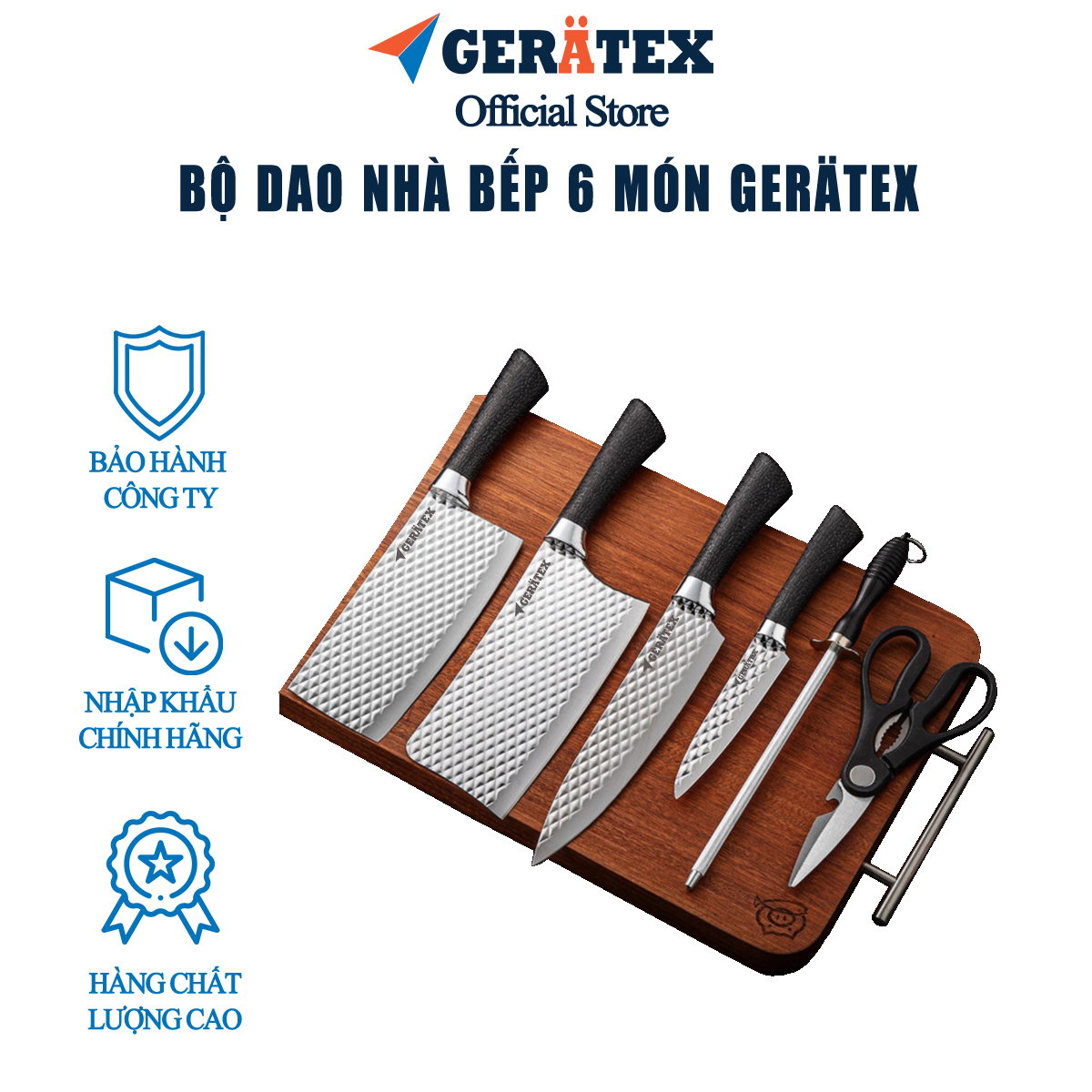 Bộ Dao 6 Món Nhà Bếp Gerätex chất lượng CHLB Đức