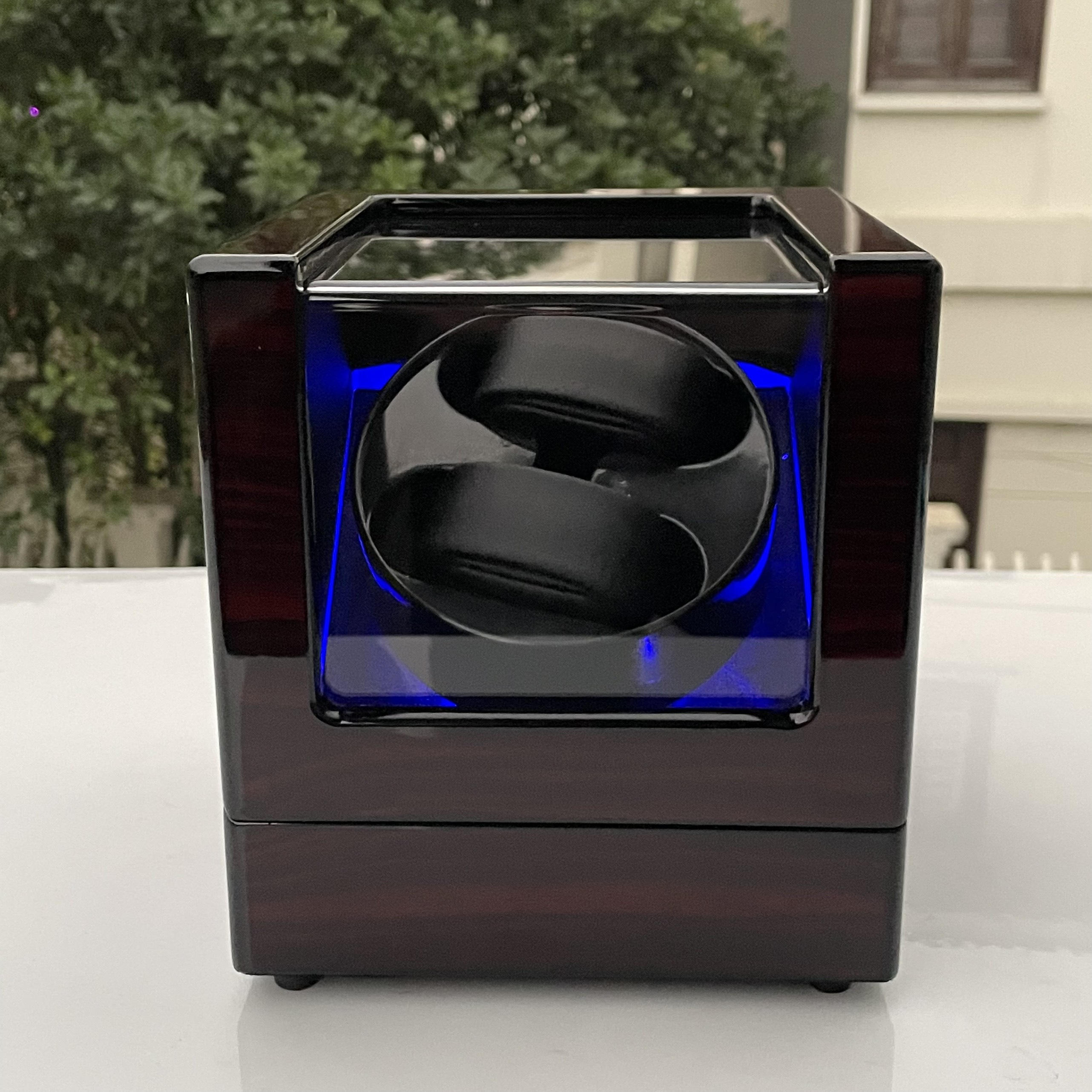 Hộp xoay đồng hồ cơ - Vỏ gỗ sơn đen bóng - 4 chế độ xoay - Mở lắp tự dừng - Lên cót đồng hồ cơ Automatic