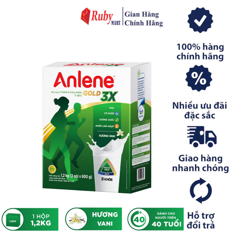 Sữa bột Anlene Gold 3x hương vani hộp 1.2kg