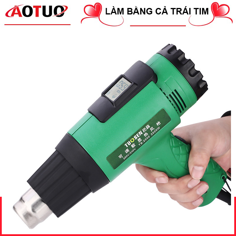 AOTUO Máy khò nhiệt, Máy khò màng co, Máy đóng seal, Sung thổi hơi nóng 1800W-2000W (có chỉnh nhiệt, có lựa chọn màn hình)