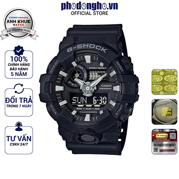 Đồng hồ nam dây nhựa G-SHOCK chính hãng Casio Anh Khuê GA-700-1BDR