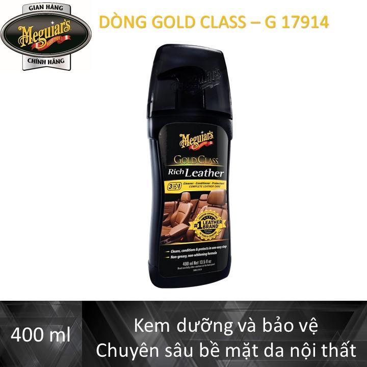 Meguiar's Kem dưỡng và bảo vệ chuyên sâu bề mặt da nội thất ô tô dòng Gold Class - Rich leather cleaner & conditioner - G17914, 400 ml