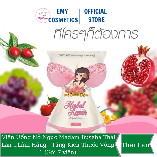 [HCM]Bán Lẻ 1 Gói 7 Viên Uống Nở Ngực Madam Busaba Thái Lan Chính Hãng - Tăng Kích Thước Vòng 1 (Gói 7 viên)