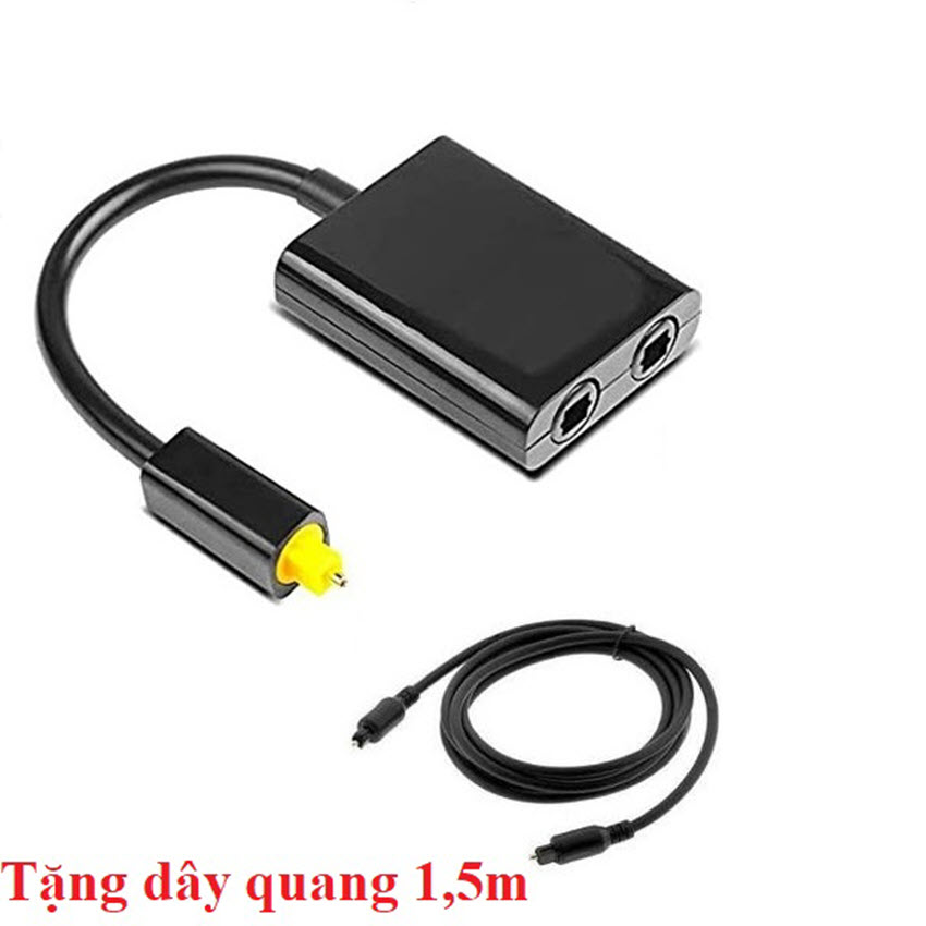 Cáp chia cổng âm thanh quang optical từ 1 ra 2 cổng toslink tặng 1 dây quang dài 1,5m đen