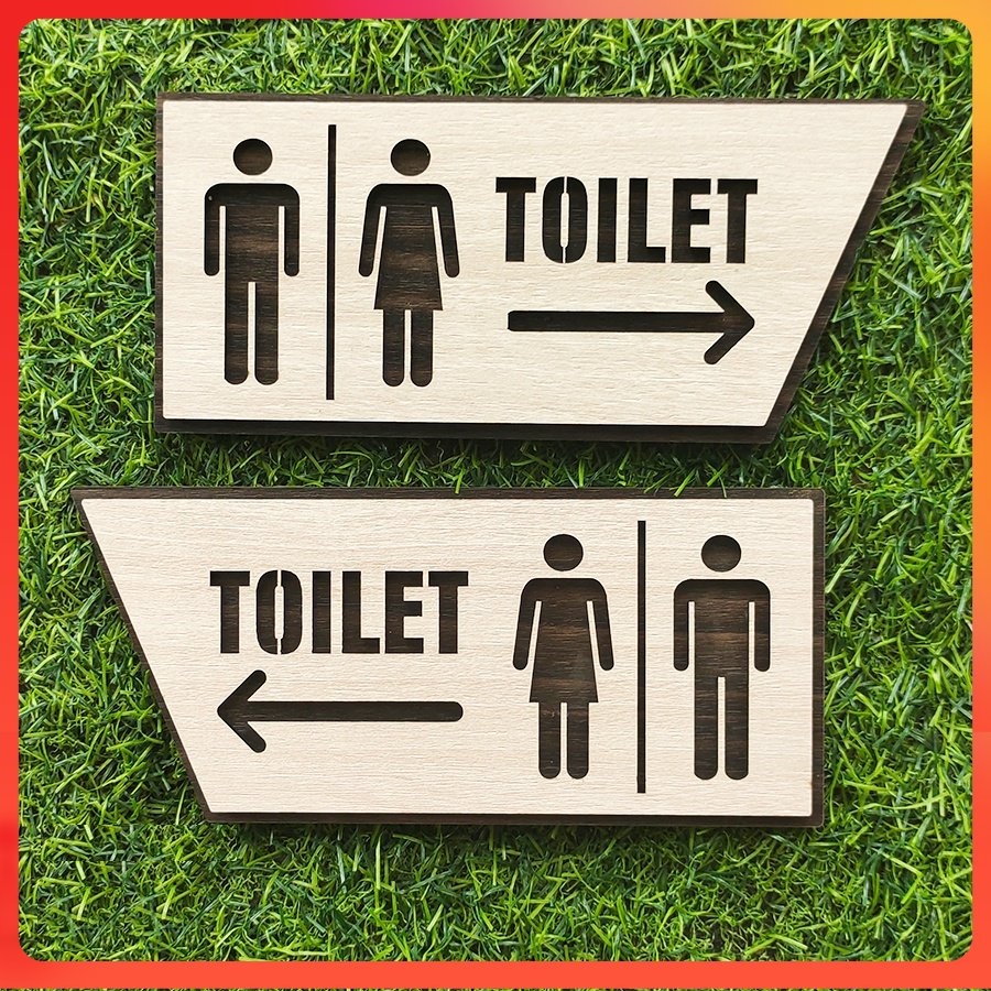 Bảng trang trí toilet gỗ treo nhà vệ sinh - Bảng chỉ dẫn toilet nam nữ chất lượng