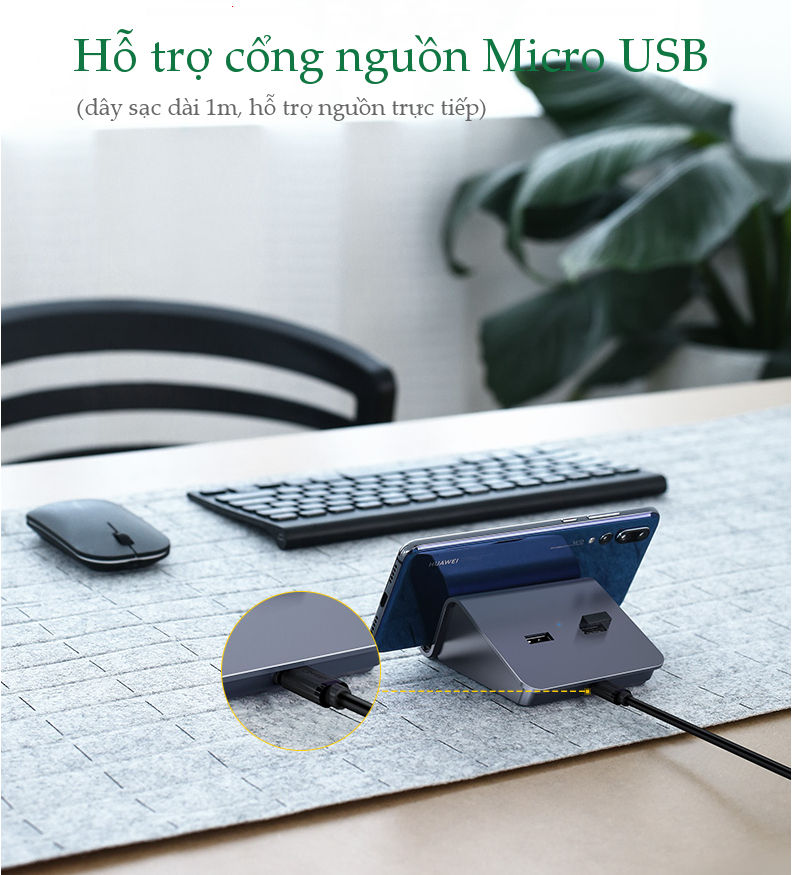 Giá đỡ điện thoại kèm Hub USB 2.0 2 cổng hỗ trợ OTG, Bluetooth 4.0 UGREEN CM214 50924 - Hàng chính hãng Giá đỡ điện thoại kèm Hub USB 2.0 2 cổng hỗ trợ OTG, Bluetooth 4.0 UGREEN CM214 50924 - Hàng chính hãng