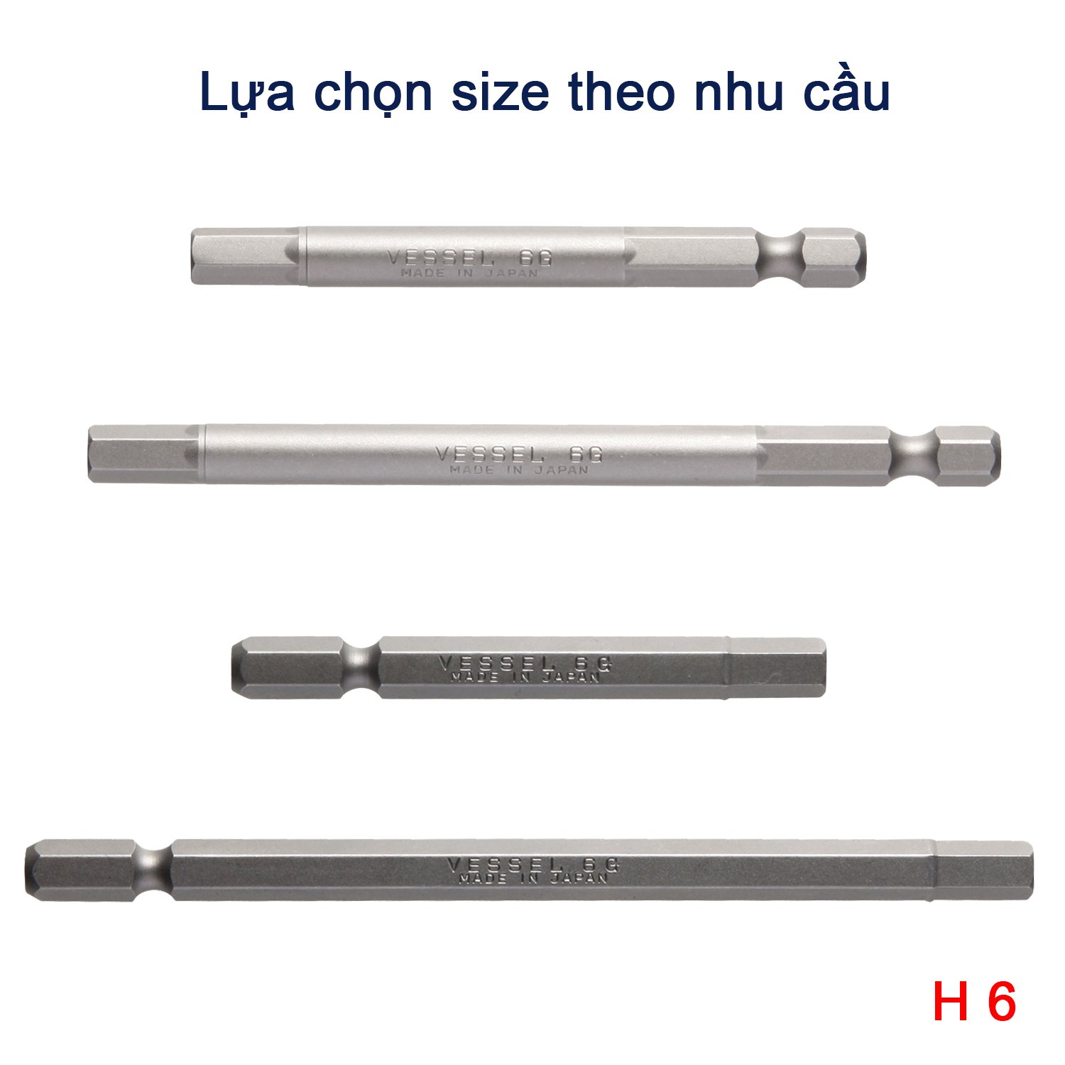 Mũi vặn vít đầu lục giác H6 chuôi lục giác H = 6,35 Vessel (Nhật Bản)