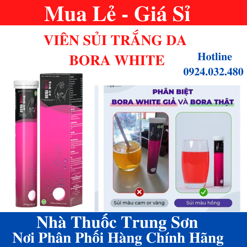 Combo 2 hộp sủi trắng da bora white mờ nám sạm tuýp 20 viên dạng sủi dễ uống - ts001