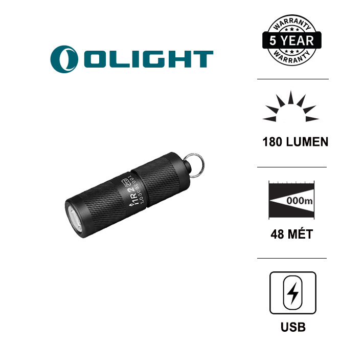 Đèn pin móc khóa olight i1r 2 pro eos black sáng 180 lumen chiếu xa 48m pin li-ion 130mah sạc micro usb đèn đèn pin