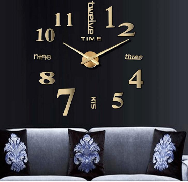 Đồng hồ dán tường nổi 3D 120 x 120 DIY - Bộ số & chữ tiếng anh - Đồng hồ treo tường trang trí - DH072