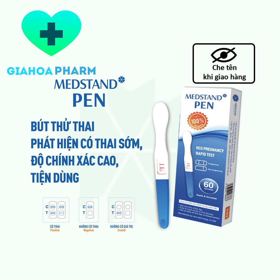 [CHÍNH HÃNG] Bút thử thai Medstand Pen HCG Pregnancy Rapid Test dụng cụ phát hiện thai sớm nhanh, chính xác [Midstream]