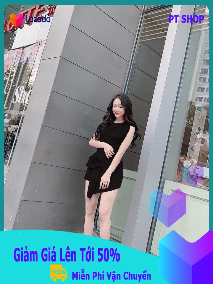 Đầm lệch vai đính cườm xinh xắn thời trang pt shop