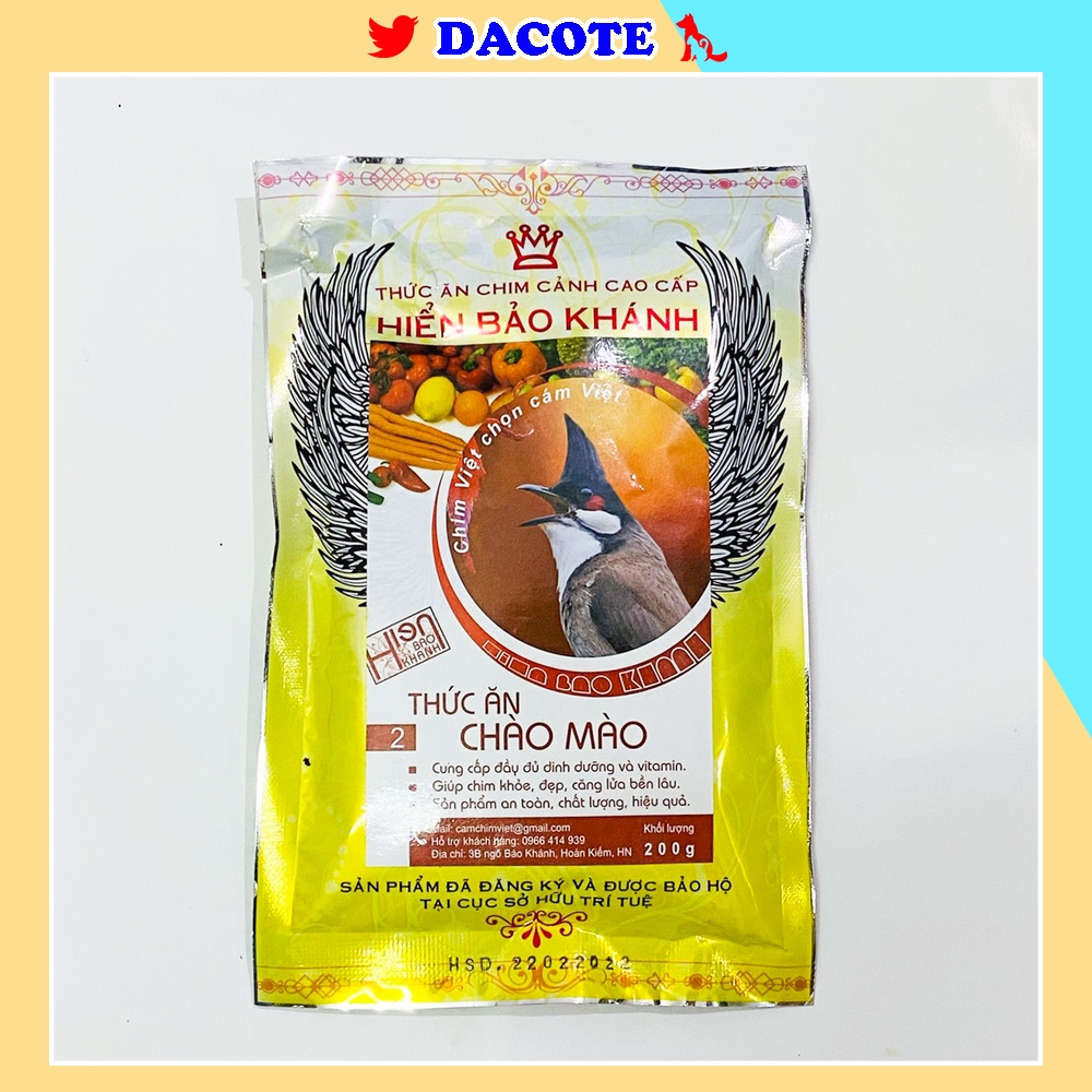 Cám chim chào mào hiển bảo khánh số 2 cao cấp 200gram - cám chào mào hiển bảo khánh dacote số 2 giá rẻ