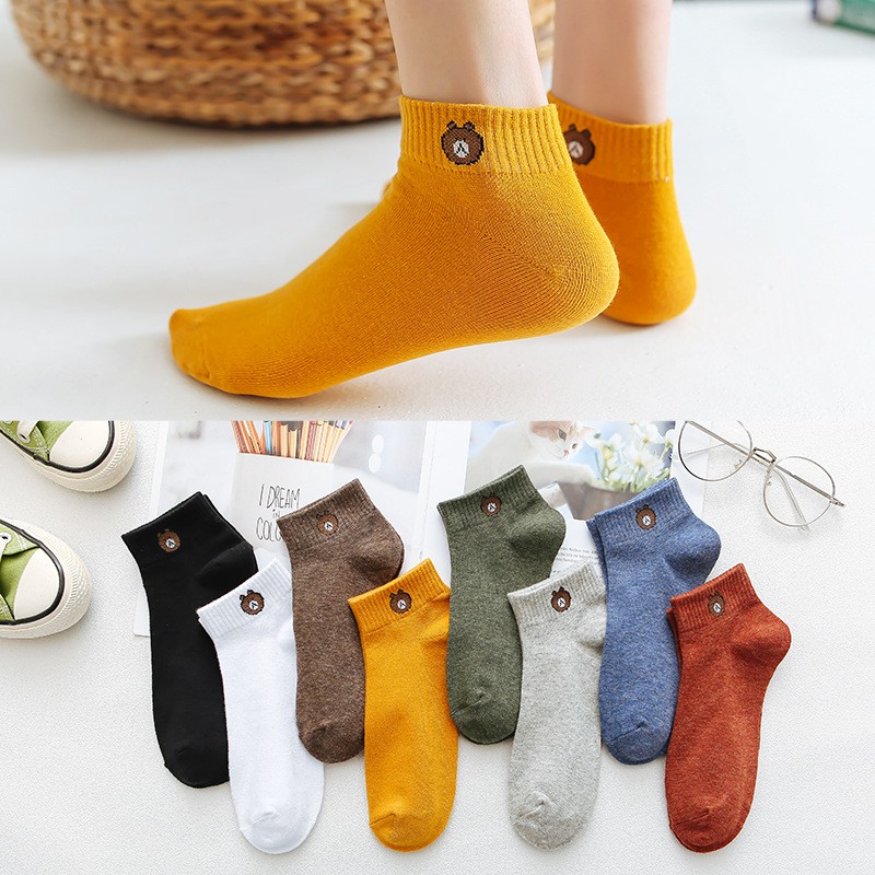 Tất gấu thêu cute loại đẹp có tag mác