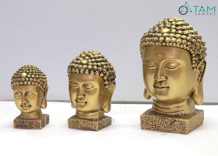 [HCM]Tượng Đầu Phật Trang Trí Màu Vàng Đồng Nhiều Size Mini - Hdewj