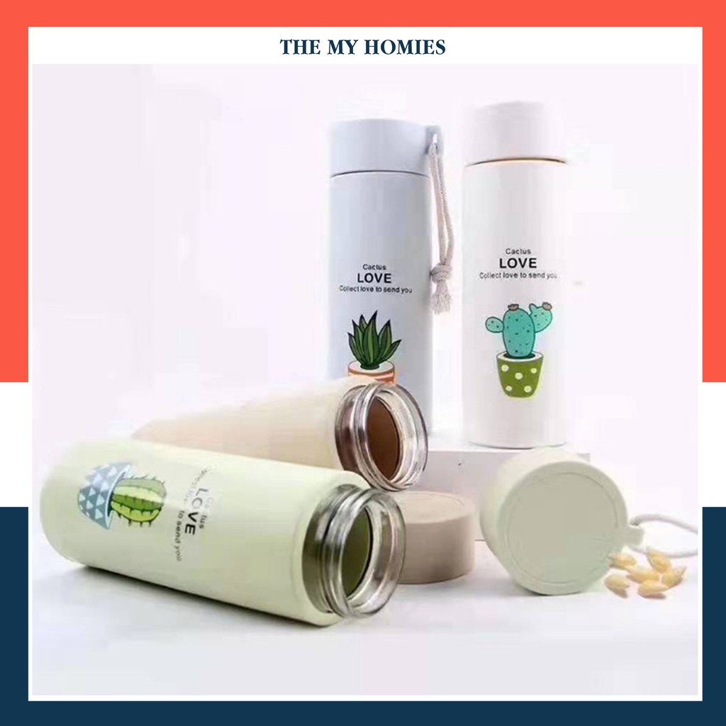 Bình giữ nhiệt 500ml lõi thủy tinh xương rồng