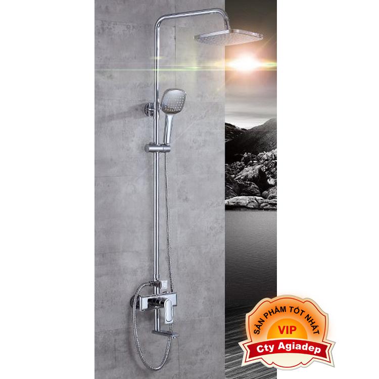 Bộ cây sen vòi tắm nóng lạnh Hợp kim bóng đẹp (kiểu vuông 01) - Cao cấp ITALIA