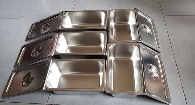 Combo 5 khay inox đựng thạch topping đựng thực phẩm gn 1/4