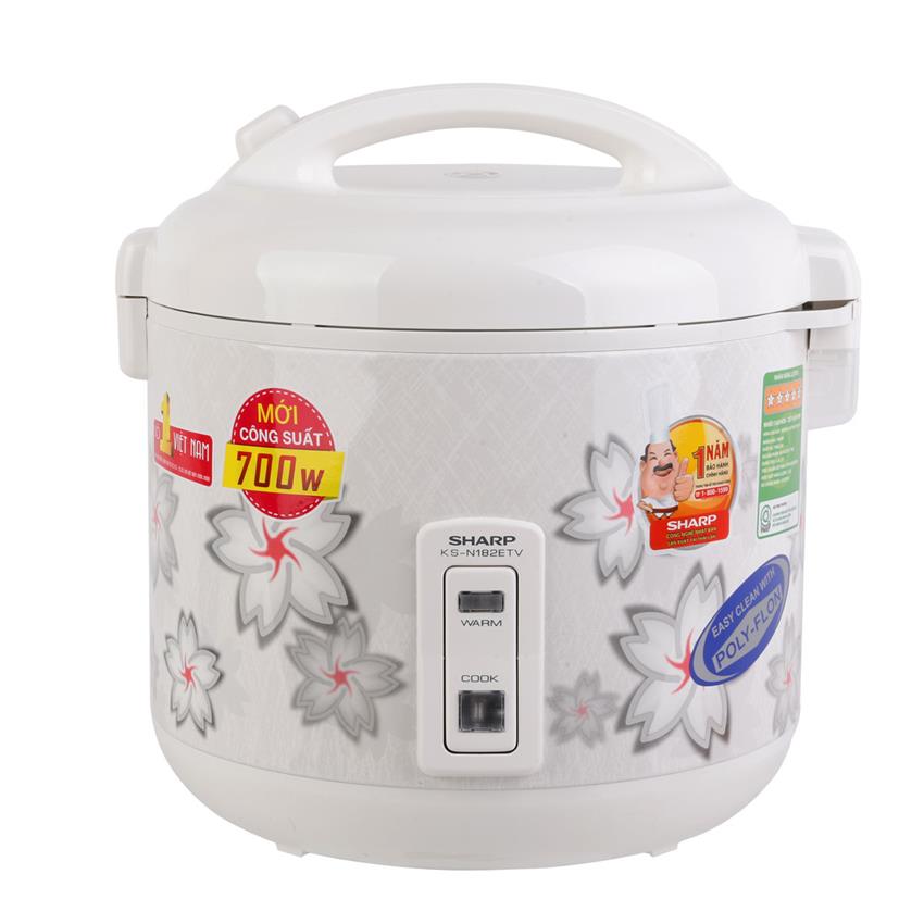Nồi cơm điện sharp 1.8 lít ks-n191etv/ks-n182etv hàng trưng bày sx thailan lòng nồi chống dính -công nghệ nấu 3d. 1.8 lít phù hợp gia đình từ 4 - 6 người.