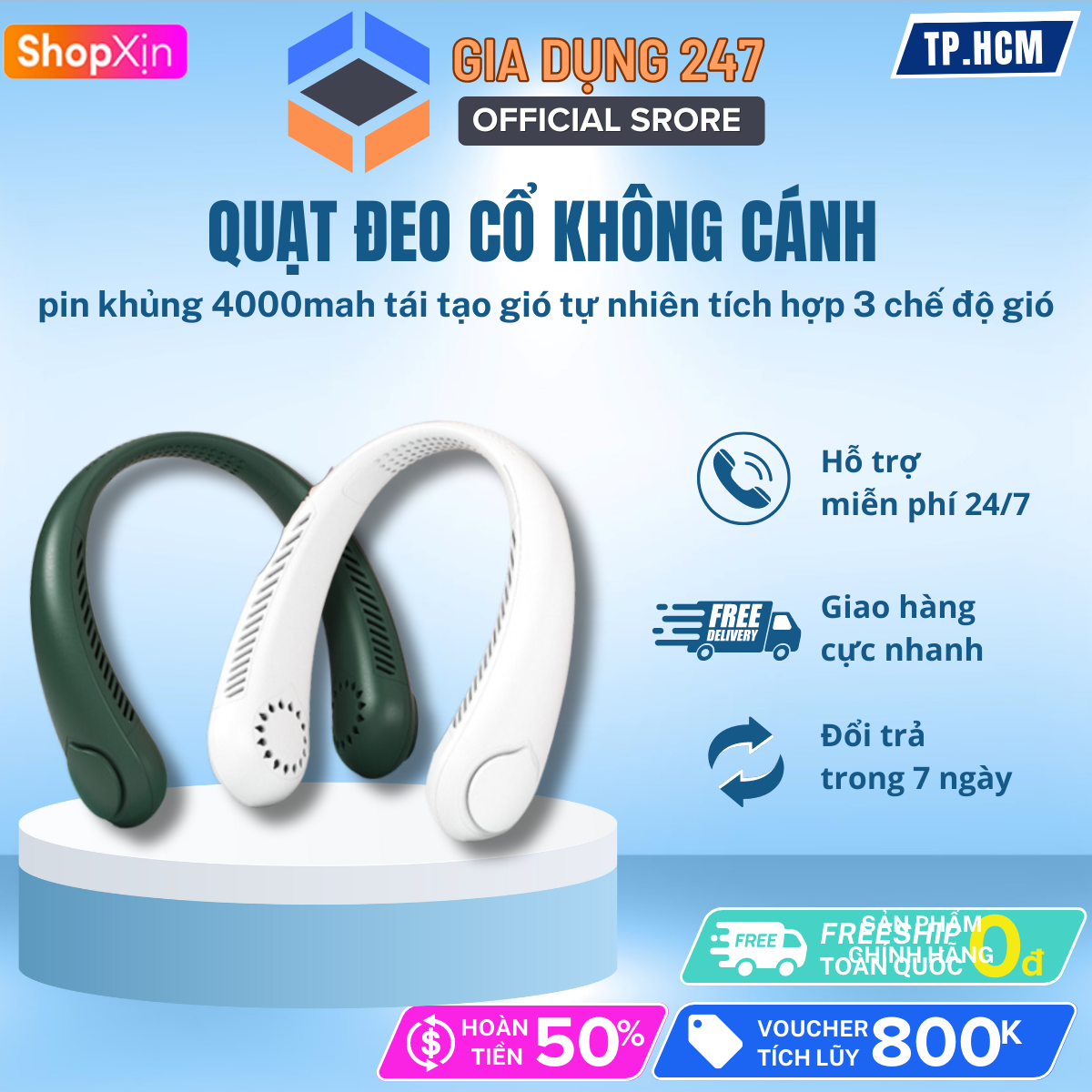 Quạt điện mini dung lượng 3000mah 3 chế độ gió mô phỏng gió tự nhiên có thể xoay 360 độ làm mát nhanh chóng tích hợp sạc usb quạt điện mini quạt đeo cổ siêu mát quạt đeo cổ quạt đeo cổ mini quạt treo cổ quạt treo cổ mini