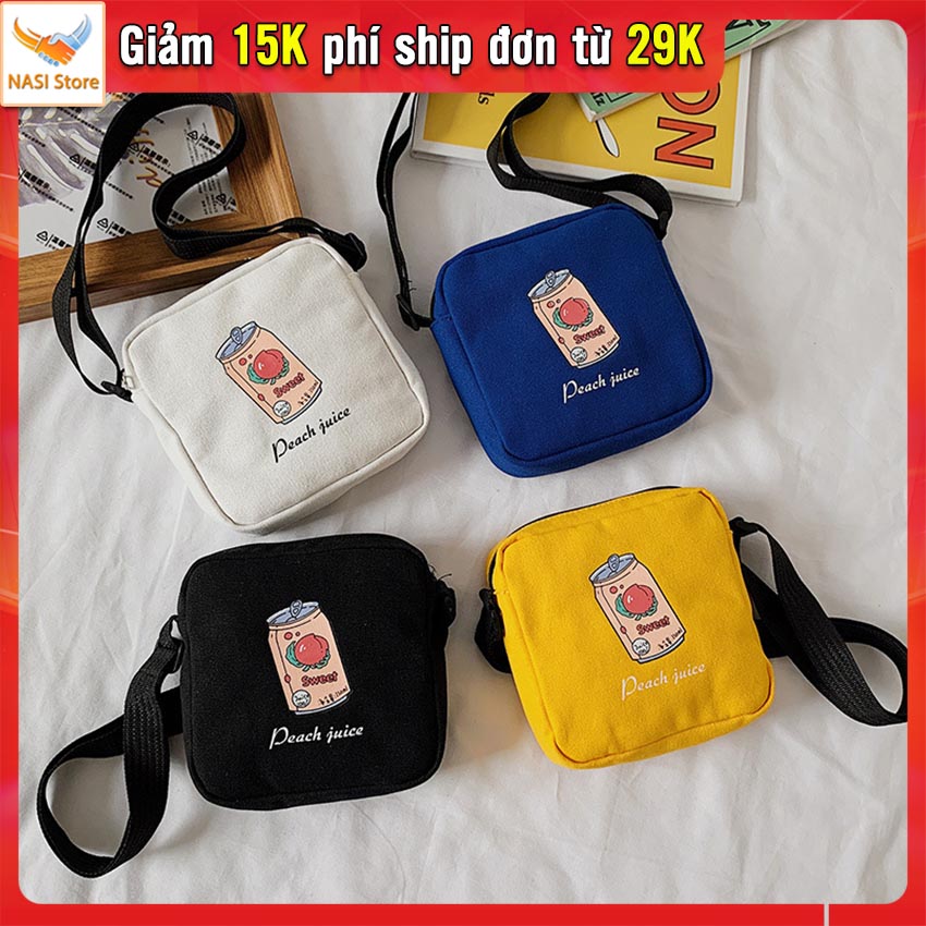 Túi đeo chéo nữ Peach Juice phong cách Hàn Quốc (T1024), túi đeo nữ thời trang rất dễ thương - túi xách nữ, túi chéo nữ, túi vải, túi cute - NASI Store