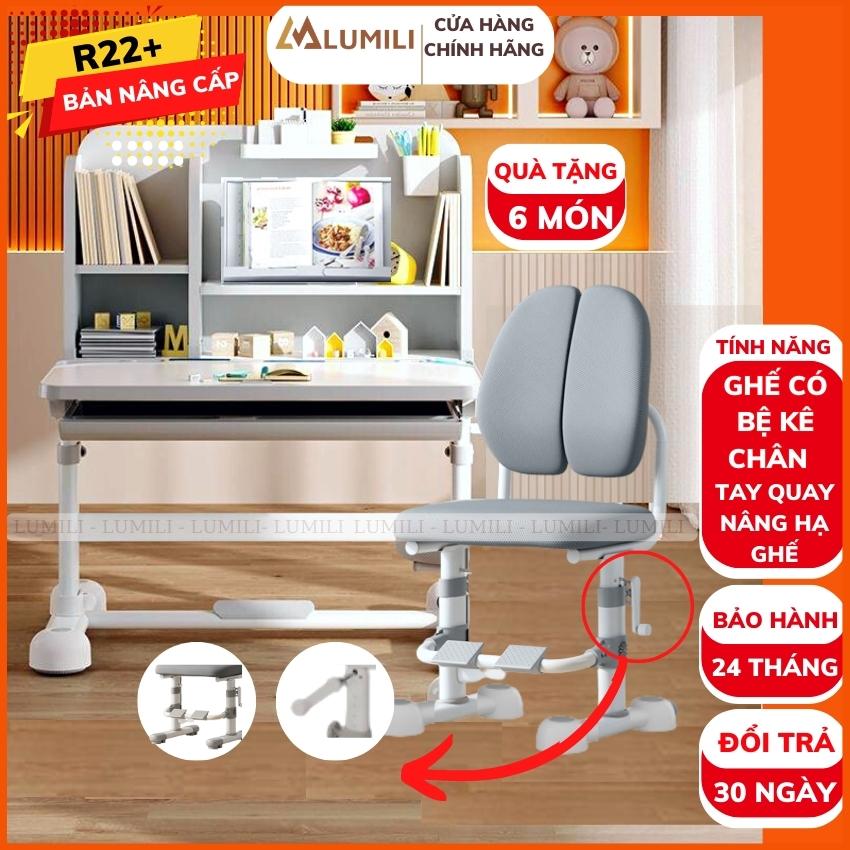 bàn học cho bé lumili R22+ bàn học sinh nâng hạ tay quay, bàn học chống gù kích thước 80cm, bàn học thông minh trẻ em