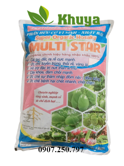 Phân bón hữu cơ vi sinh Nhật Bản Super Organic Hosaku Multi Star túi 2kg