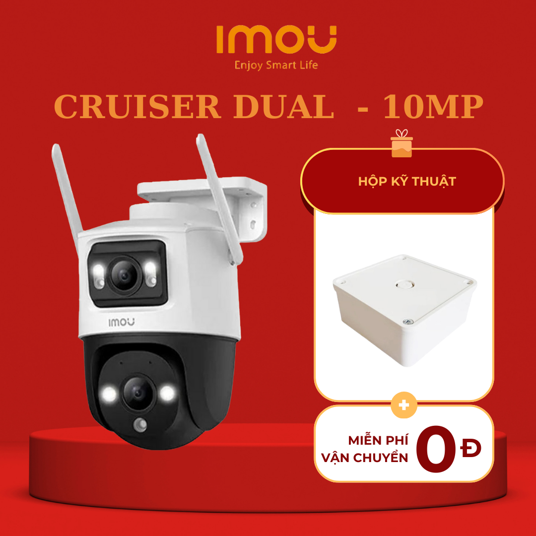 (TẶNG HỘP KỸ THUẬT) Camera IMOU 2 Mắt Ngoài Trời IMOU Cruiser Dual 10MP - Cruiser Dual 6MP | Tầm Nhìn Bam Đêm Có Màu | Ống Kính Kép Góc Rộng | Phát Hiện Người & Phương Tiện l Bảo Hành 2 năm