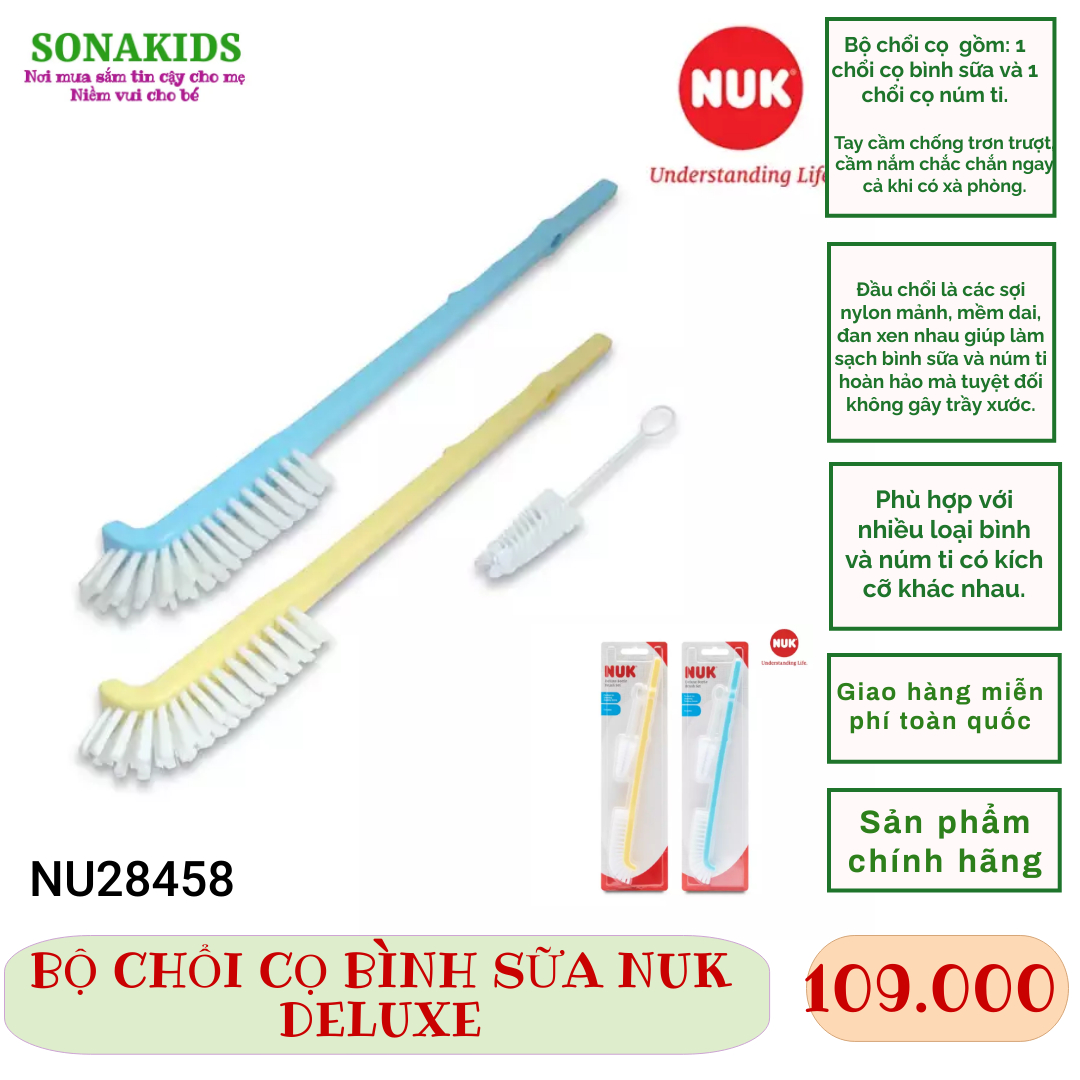 Bộ chổi cọ bình sữa nuk deluxe nu28458