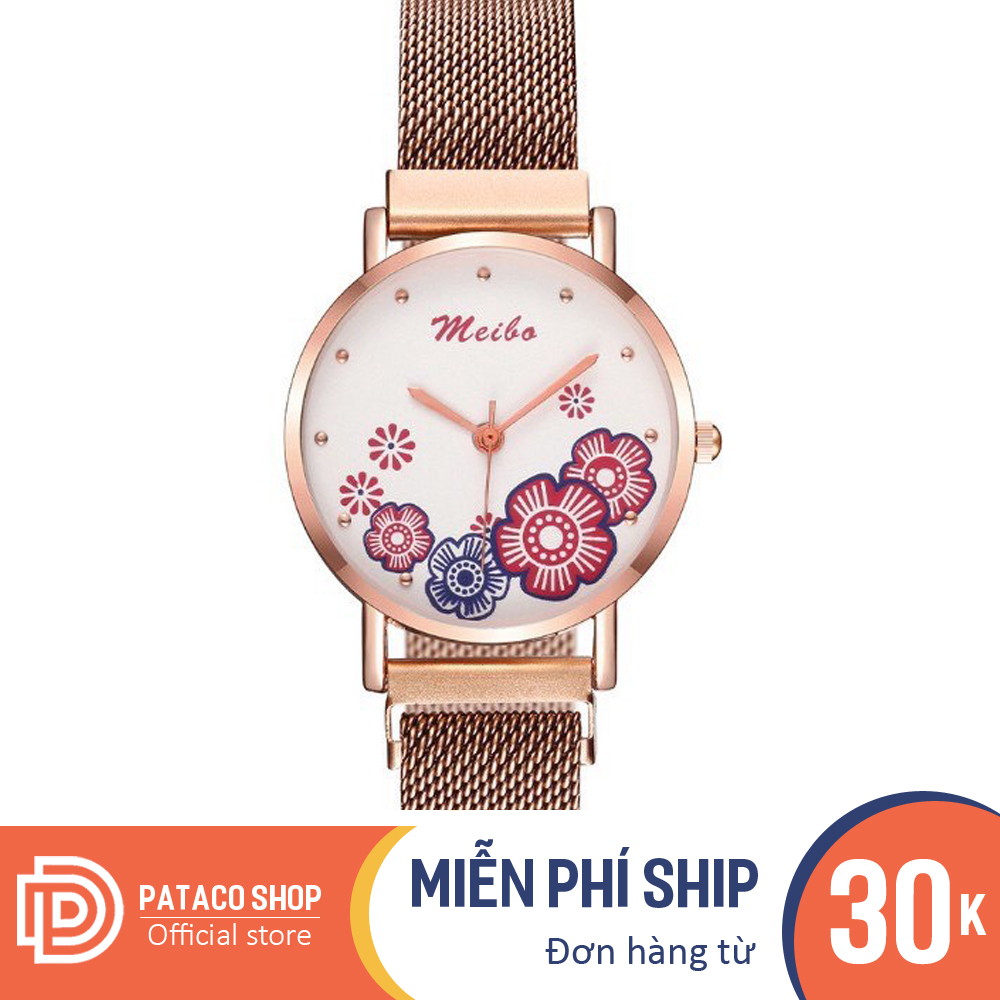 Đồng hồ thời trang nữ Meibo MB139 mặt hoa dây lưới khóa nam châm siêu đẹp , chống nước sinh hoạt nhẹ