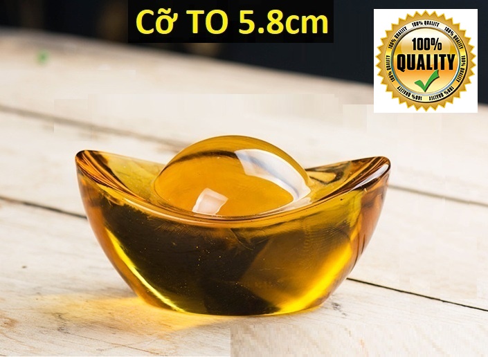 1 Thỏi Vàng Thần Tài là Pha lê KIM NGUYÊN BẢO - chiều dài 5.8cm - nguyên khối (đặc ruột) đồ phong thủy bày thất tinh trận, mang lại may mắn chiêu tài nạp lộc giàu có