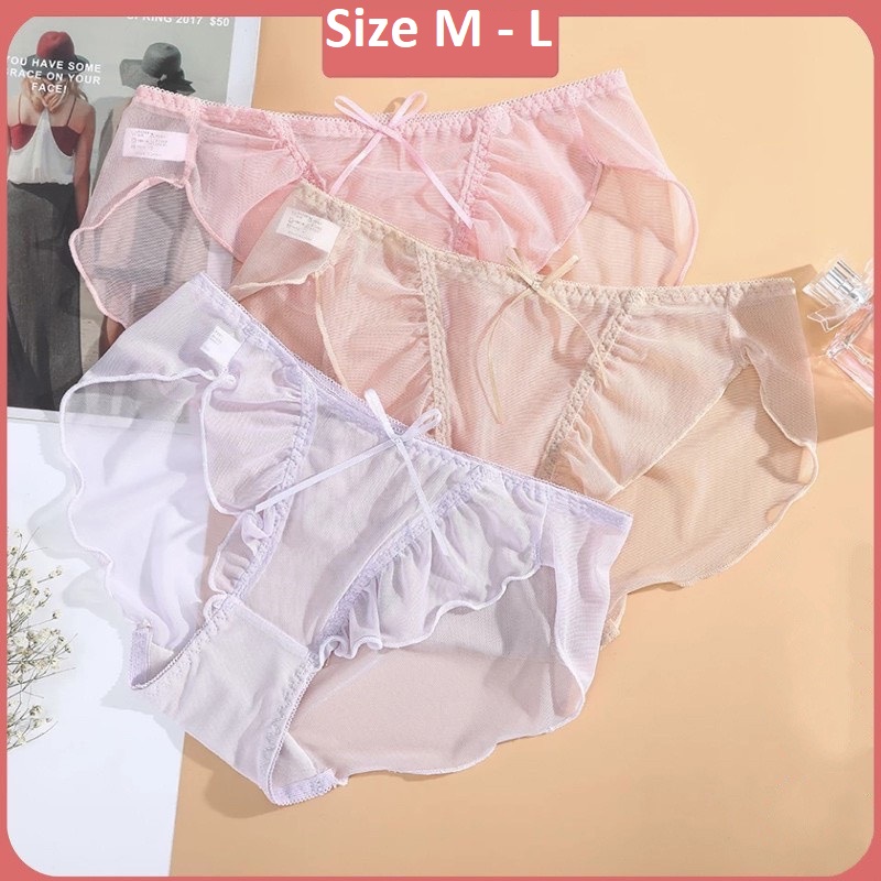 Bộ 10 Quần lót nữ ren bèo mềm sexy quyến rũ thoáng mát mùa hè co dãn nhiều đáy quần kháng khuẩn - Quần lót của nữ ren xuyên thấu 0346 có size - TinTin888