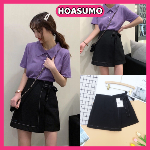 Chân váy chữ A ,quần giả váy trơn chỉ nổi có nơ buộc ngắn nữ CV463 -chân váy ngắn thời trang