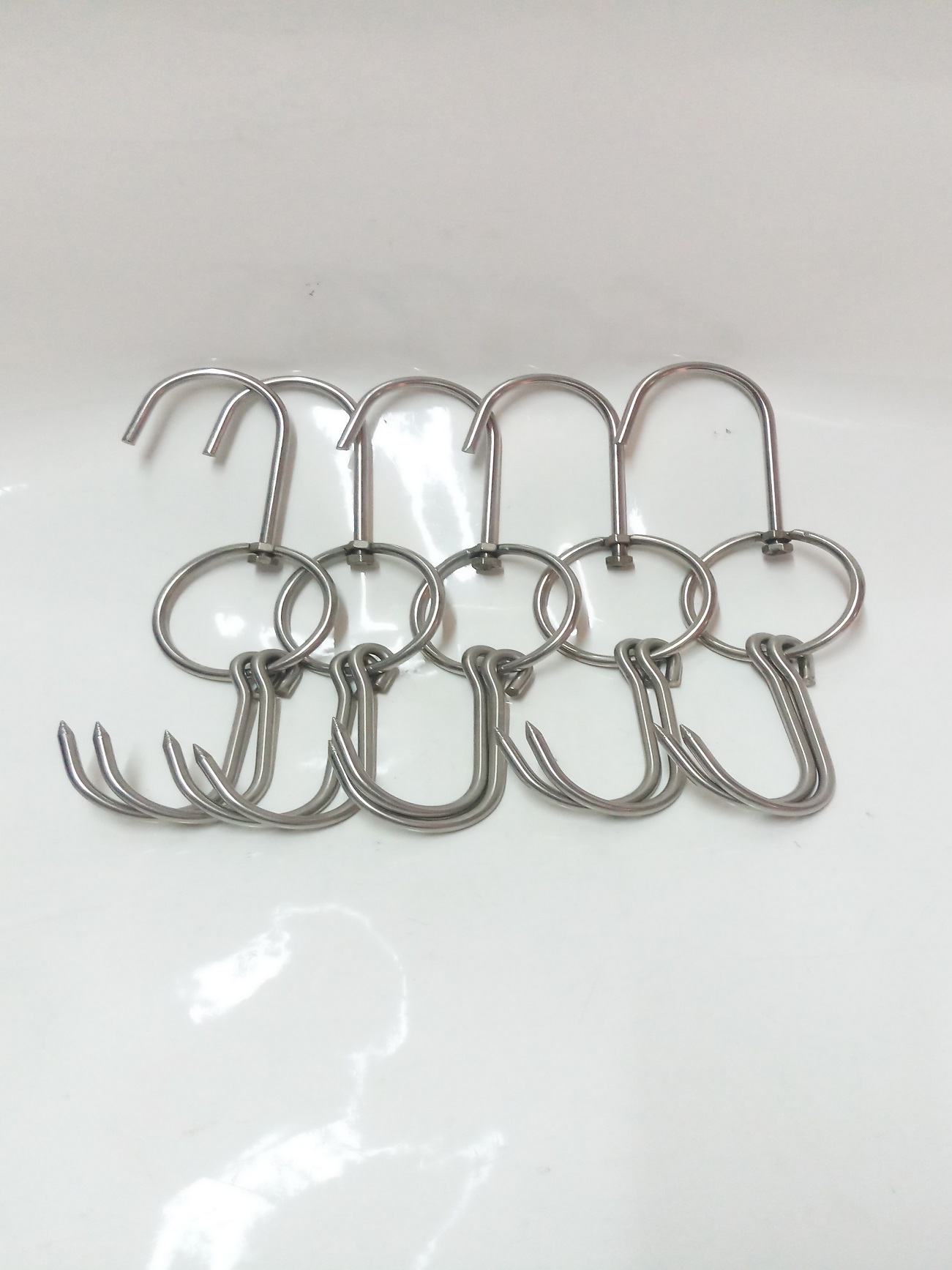 Combo 5 móc treo thịt inox dày 7ly size nhỏ.