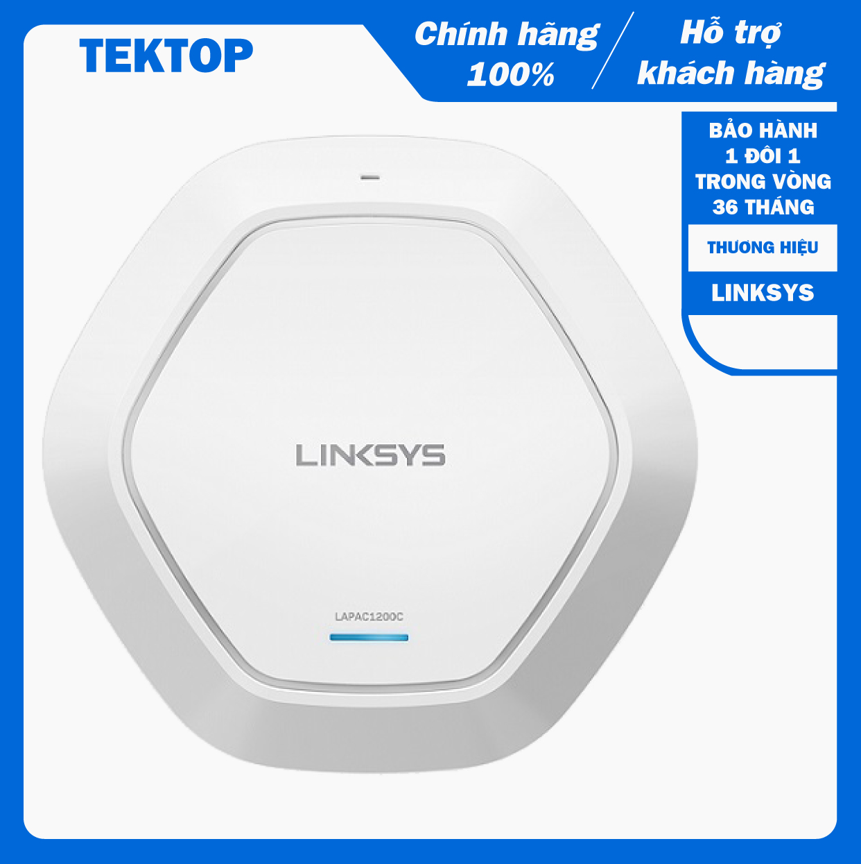 Bộ phát wifi gắn trần băng tần kép LinkSys LAPAC1200C, điều khiển và quản lý qua điện toán đám mây