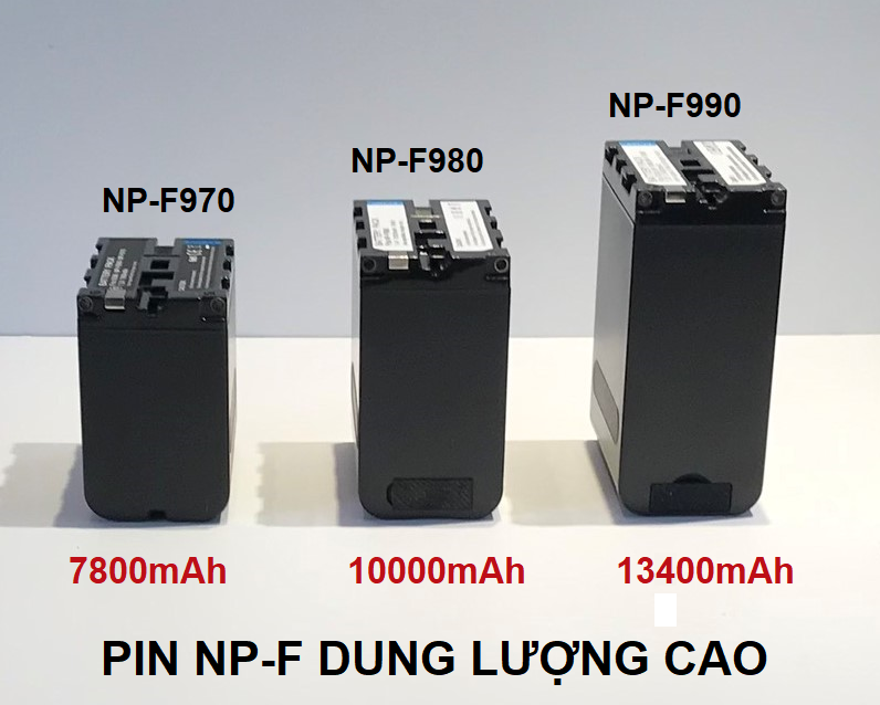 Pin NP-F  dung lượng cao chuyên dùng cho Máy quay phim SONY, Đèn Led chiếu sáng hỗ trợ quay phim, chụp ảnh, Màn hình Monitor,  Máy quay SONY Pro,...