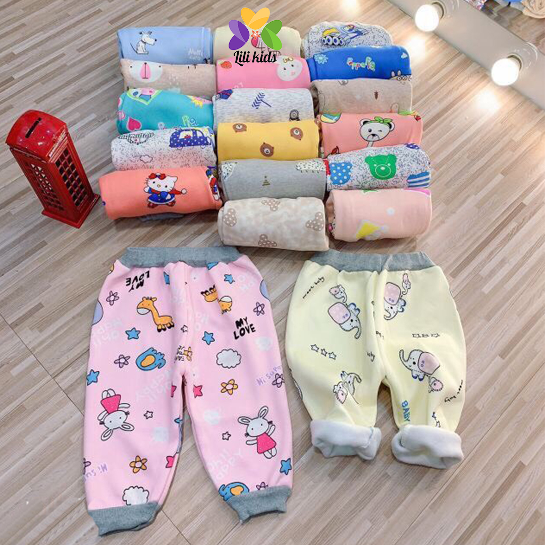  quần nỉ cho bé trai bé gái quần chục nỉ bé trai họa tiết chất dài dặn cho bé lilikids QCD06 