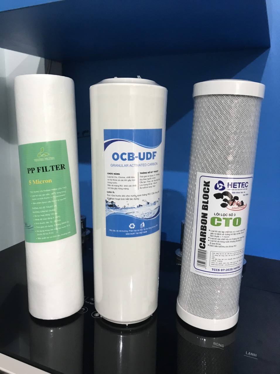 Bộ 3 lõi lọc 1-2-3 dùng cho tất cả các loại máy lọc nước Ro