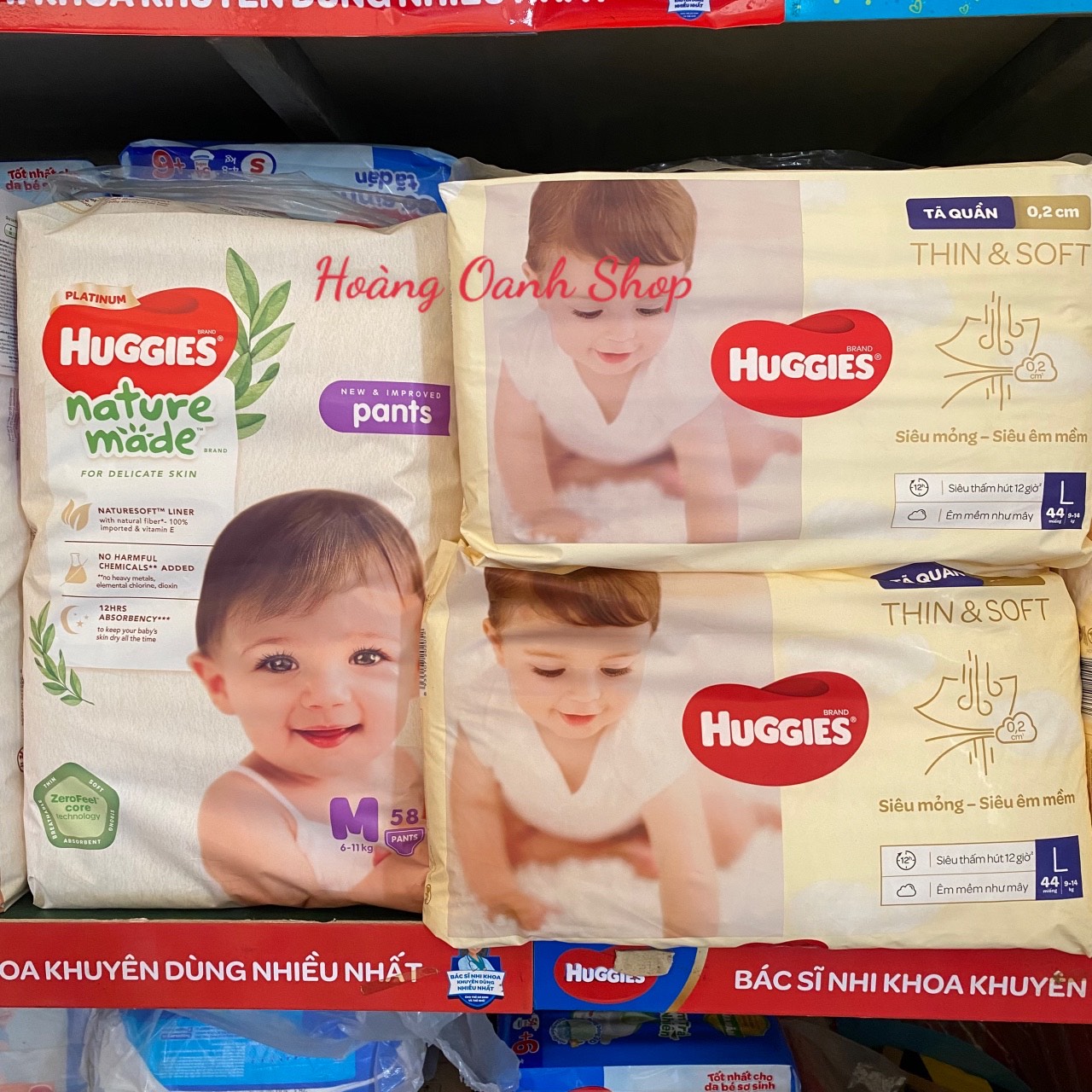 Tã quần Huggies Platinum nature made siêu cao cấp size M 58 miếng - L 44 miếng - Huggies Thin and Soft