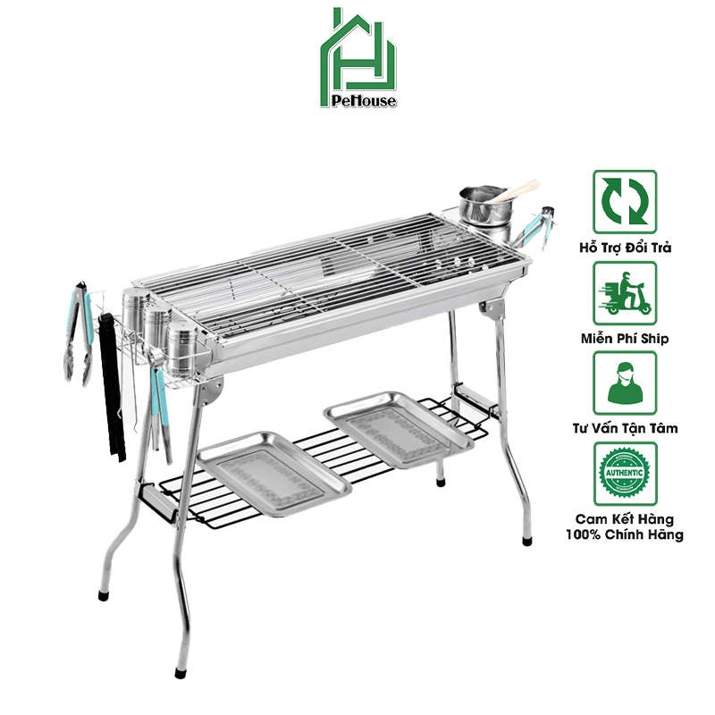 [FREE SHIP] Bếp nướng ngoài trời tặng kèm phụ kiện nướng Bếp nướng than hoa sân vườn, dã ngoại có thể gấp gọn