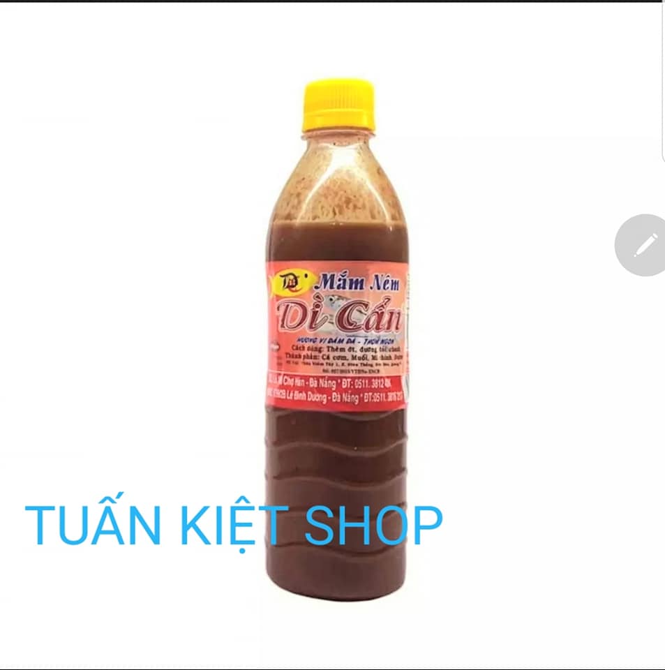 [Tết 2023]Mắm nêm Dì Cẩn đặc sản Đà Nẵng dùng ăn thịt luộc rau luộc bún mắm nêm bánh tráng cuốn thị heo loại chai lớn 500ml