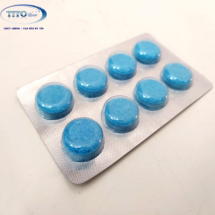 viên sủi chùi kính xe , nhà cửa , bàn ăn ... vỉ 8 viên