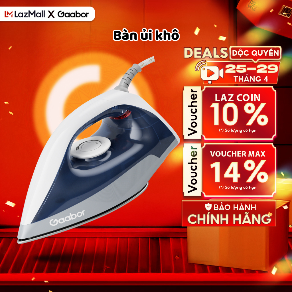 Bàn ủi khô Gaabor HM-M02A tùy chỉnh nhiệt - Bảo hành 12 tháng 1 đổi 1